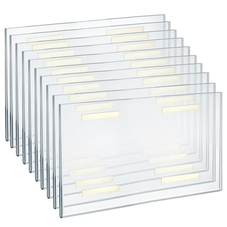 Azar Displays Self Adhesive Clear Acrylic Wall Sign Holder Frame 17" W x 11" H -Landscape / Horizontal, 10-Pack 122037